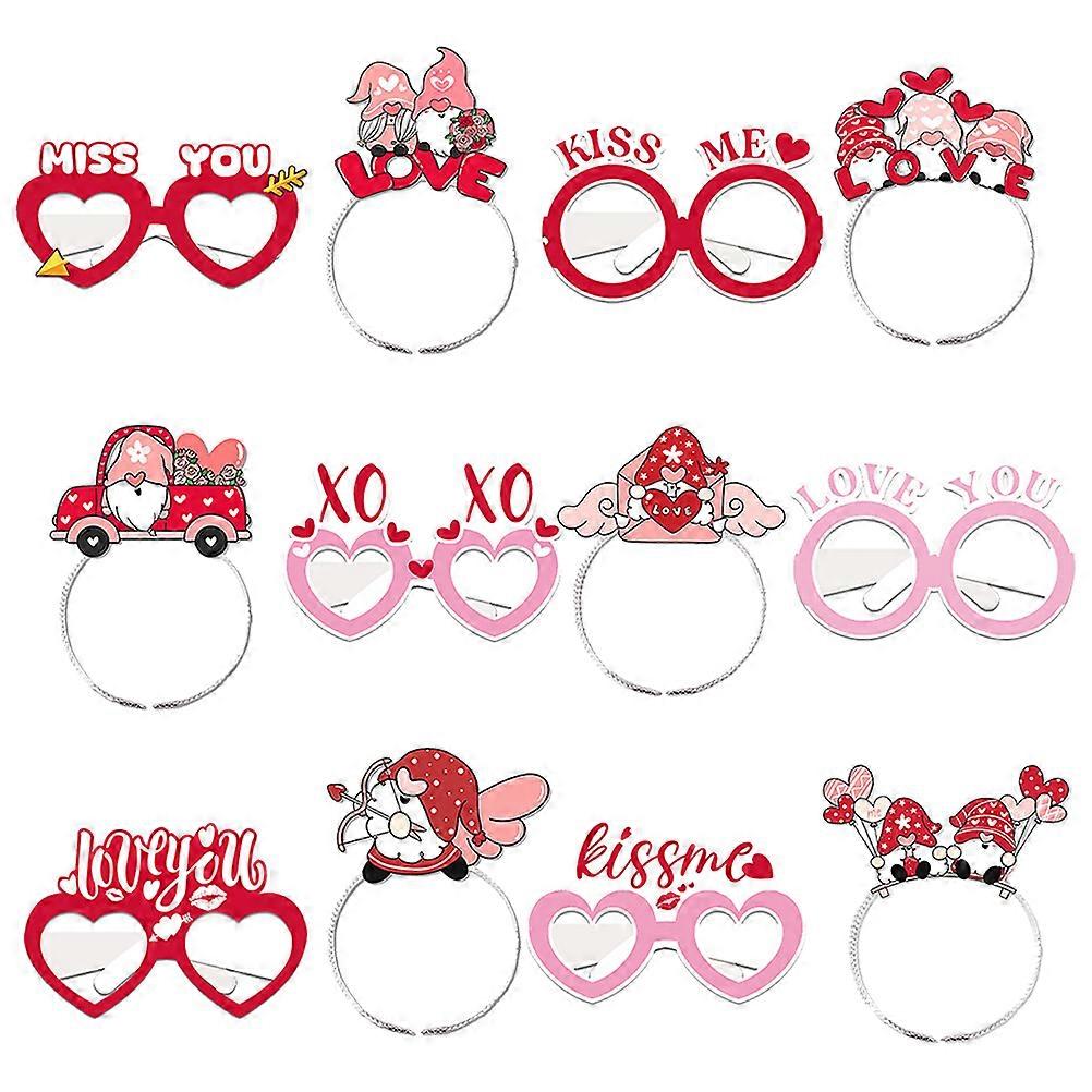 5 Sets Valentine Party Favors Headbands with Glasses Rectangular Shape for Couples Photo Booth Props