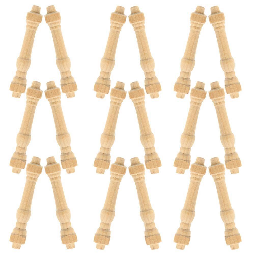 Miniature Wooden Handrails for Dollhouse Railings 24Pcs Unfinished Spindles