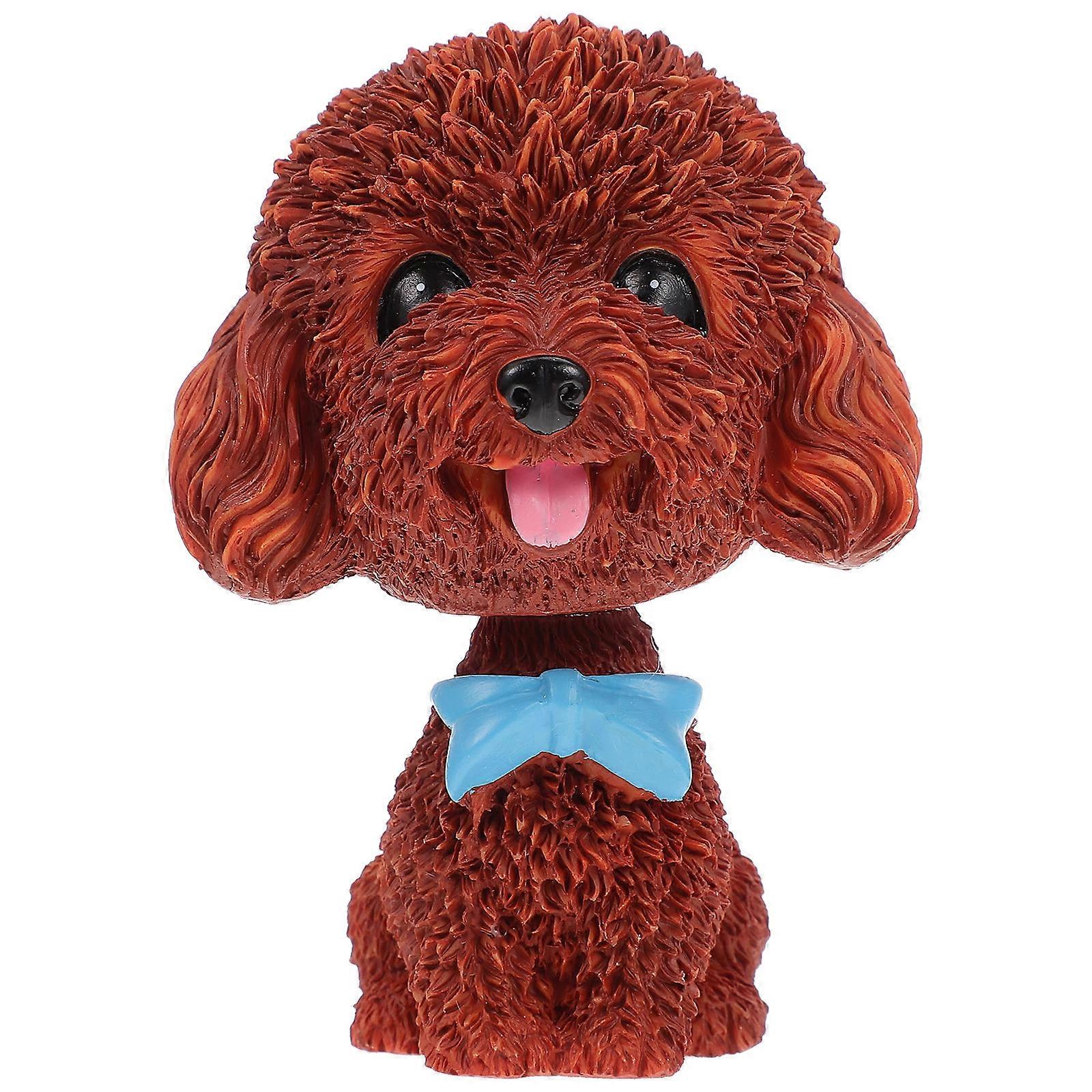 Dark Red Shaking Head Puppy Model for Car Dashboard Decoration 2Pcs