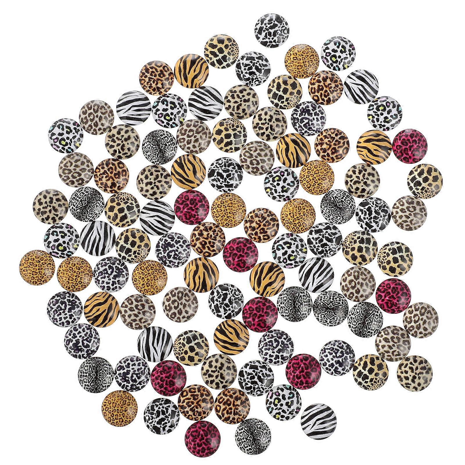 400Pcs Leopard Pattern Glass Patches for Craft Decoration