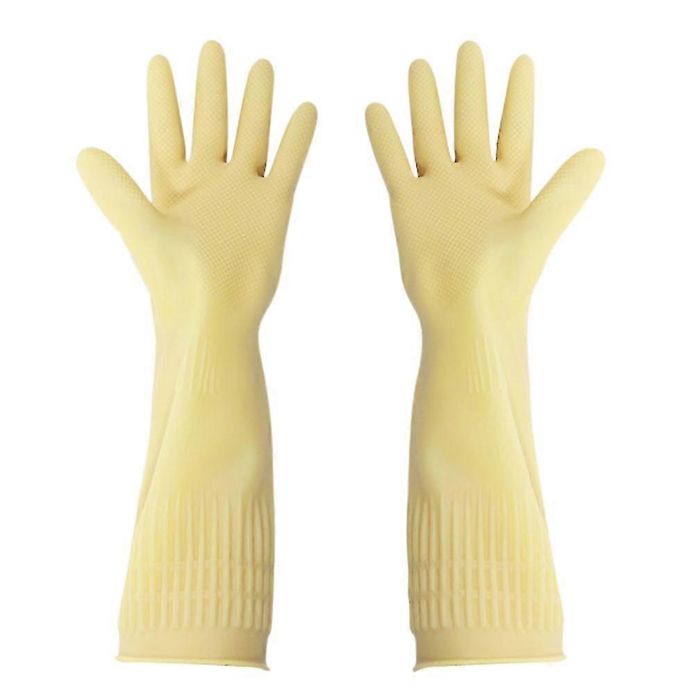 Gants en caoutchouc réutilisables de 38 cm, longs, pour la vaisselle, la cuisine et le jardinage - JJ