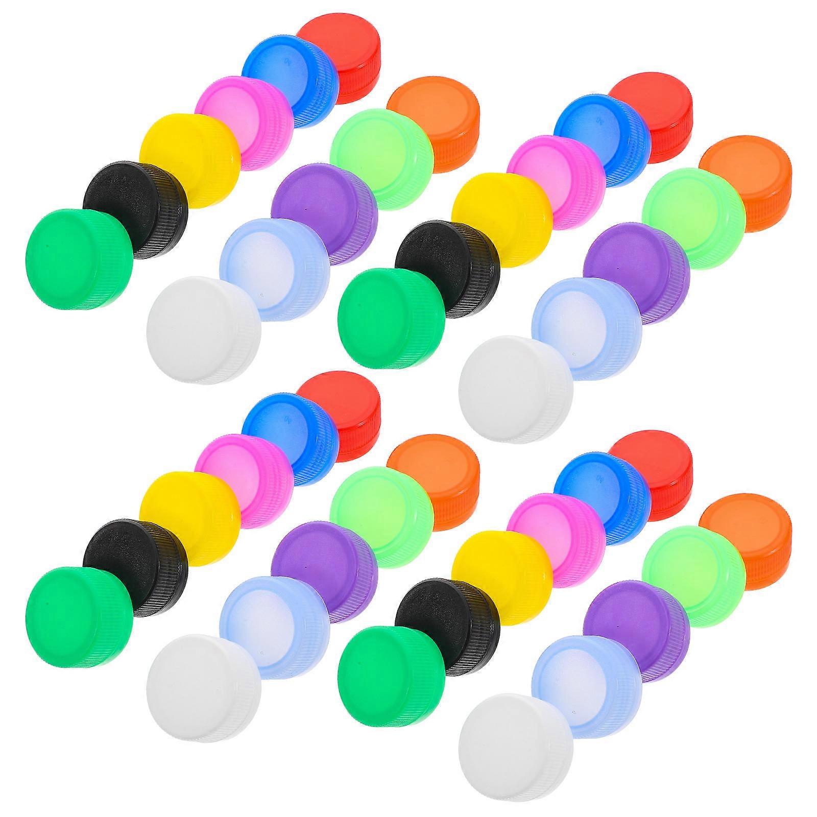 Colorful Plastic Bottle Caps for Projects and Kindergarten Activities 100pcs