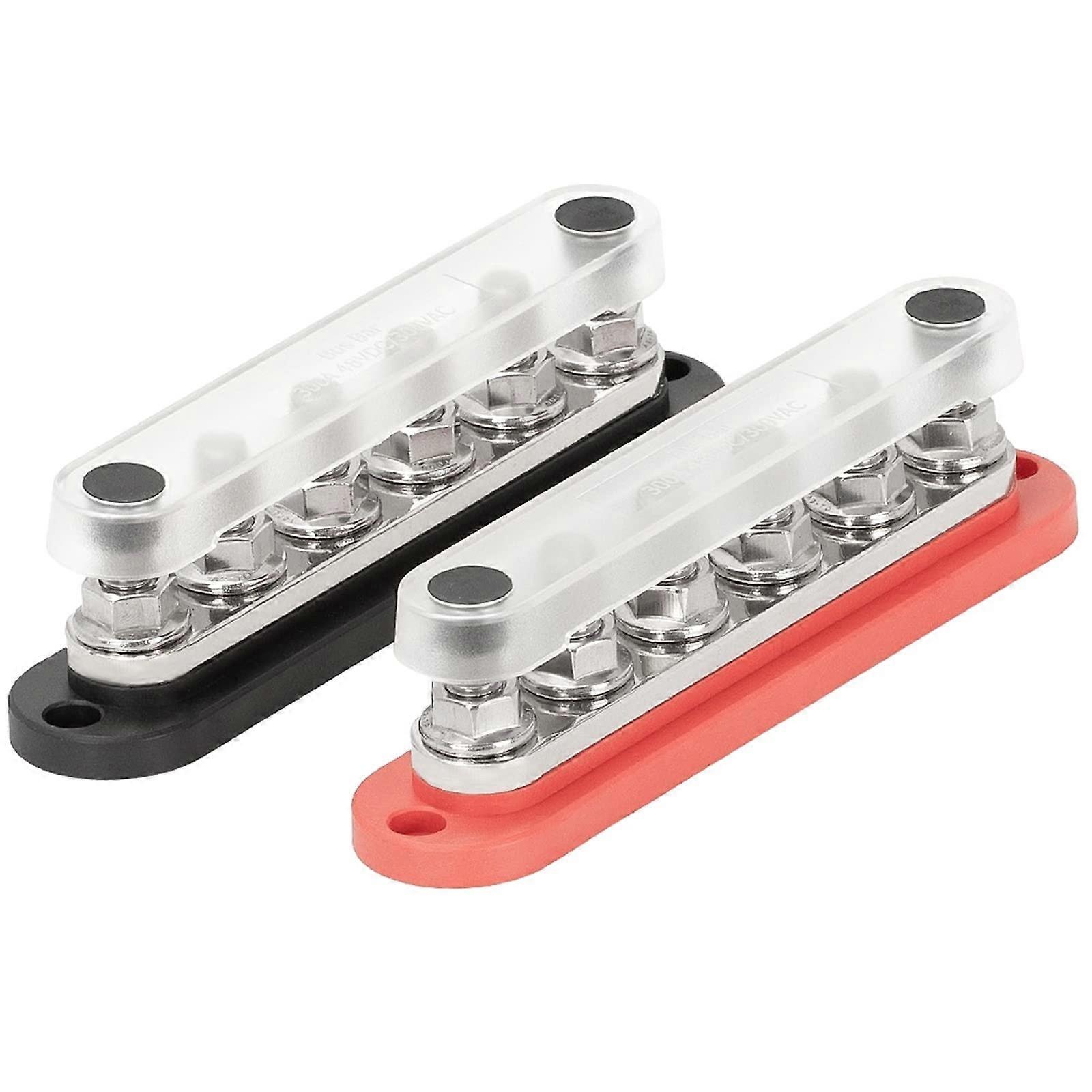 Relay 300A Negative Bus Bar 12V Distribution Block 6 x 3/8 Inch Mix Color Heavy Duty Electrical Connector