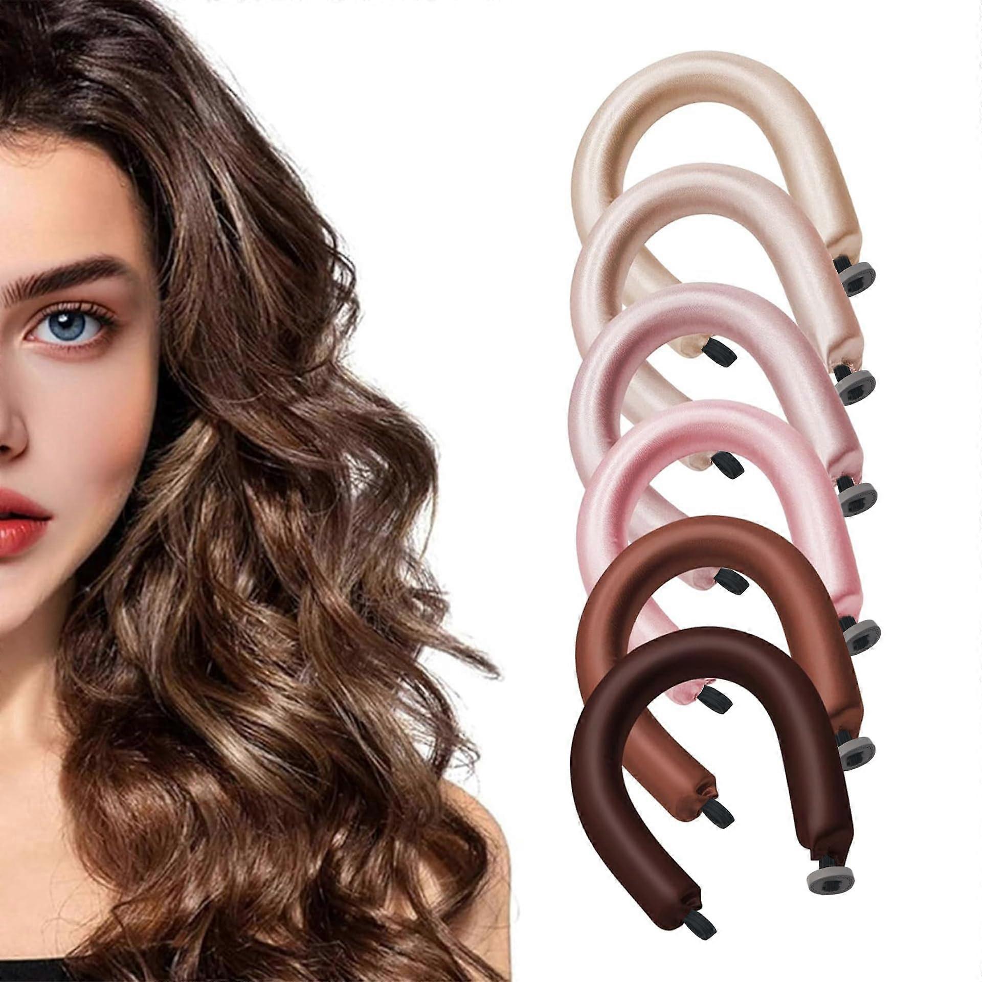 6 Pack Heatless Hair Curlers, Satin Hair Rollers for Overnight Styling and Frizz Curls