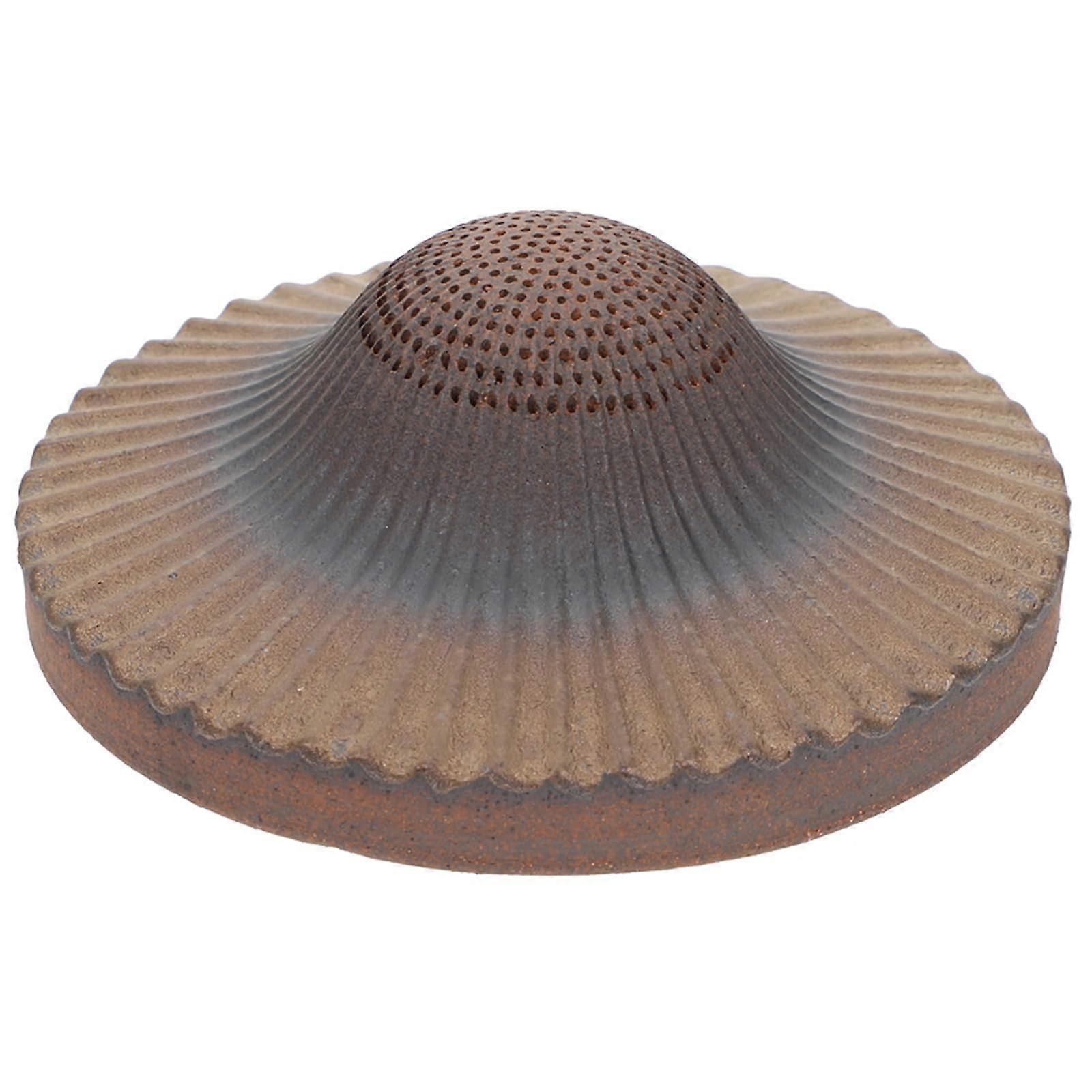 Ceramic Loose Leaf Tea Strainer with Stable Base,  Temp Resistant Vintage Brown Filter