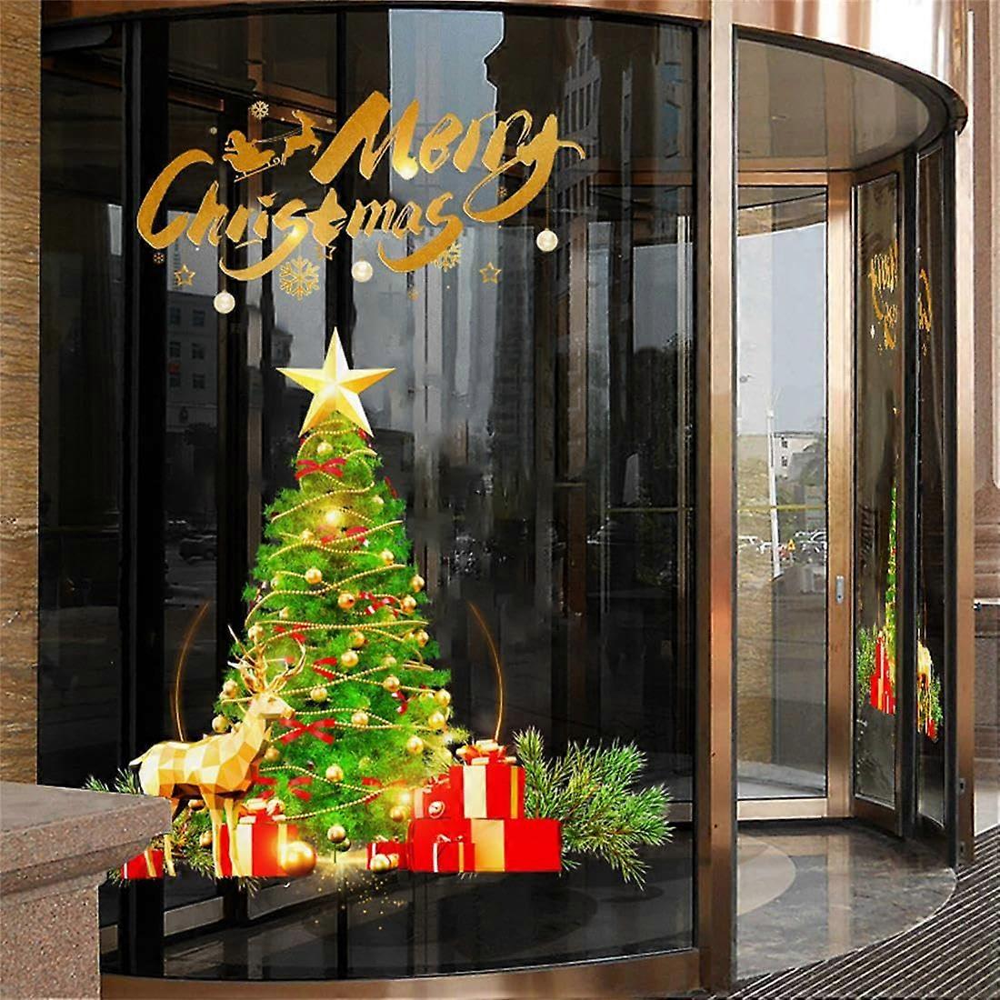 Christmas Window Clings Stickers for Glass, Reusable Static PVC Festive Decorations for Home and Office