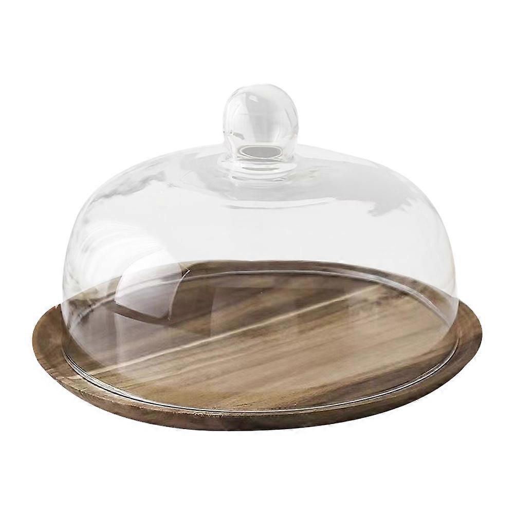 Dessert Storage Plate Wooden Tray with Dome for Storage Use