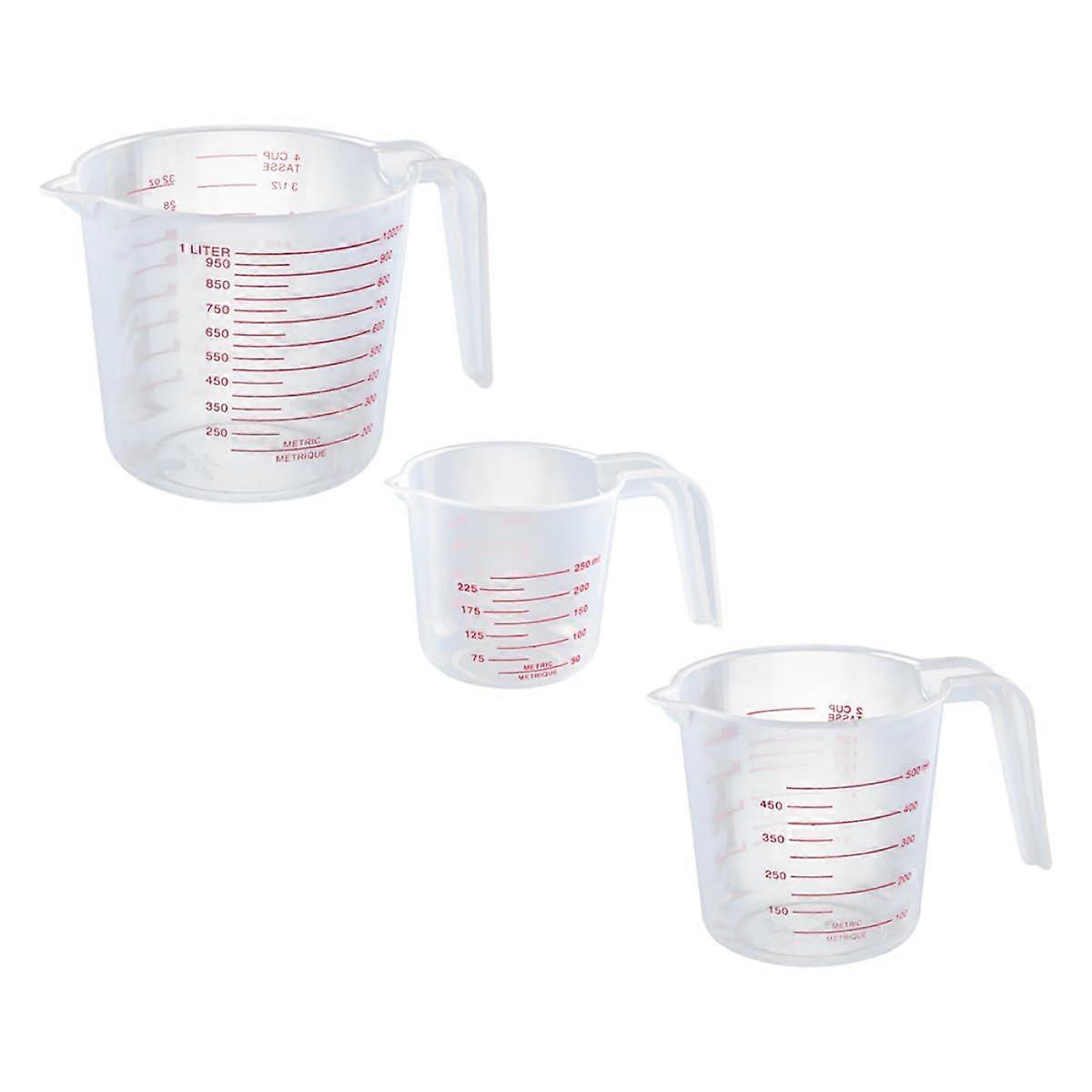 Plastic Measuring Cups Set with Precise Scale, 3pcs Transparent Measuring Cups for Baking and Cooking