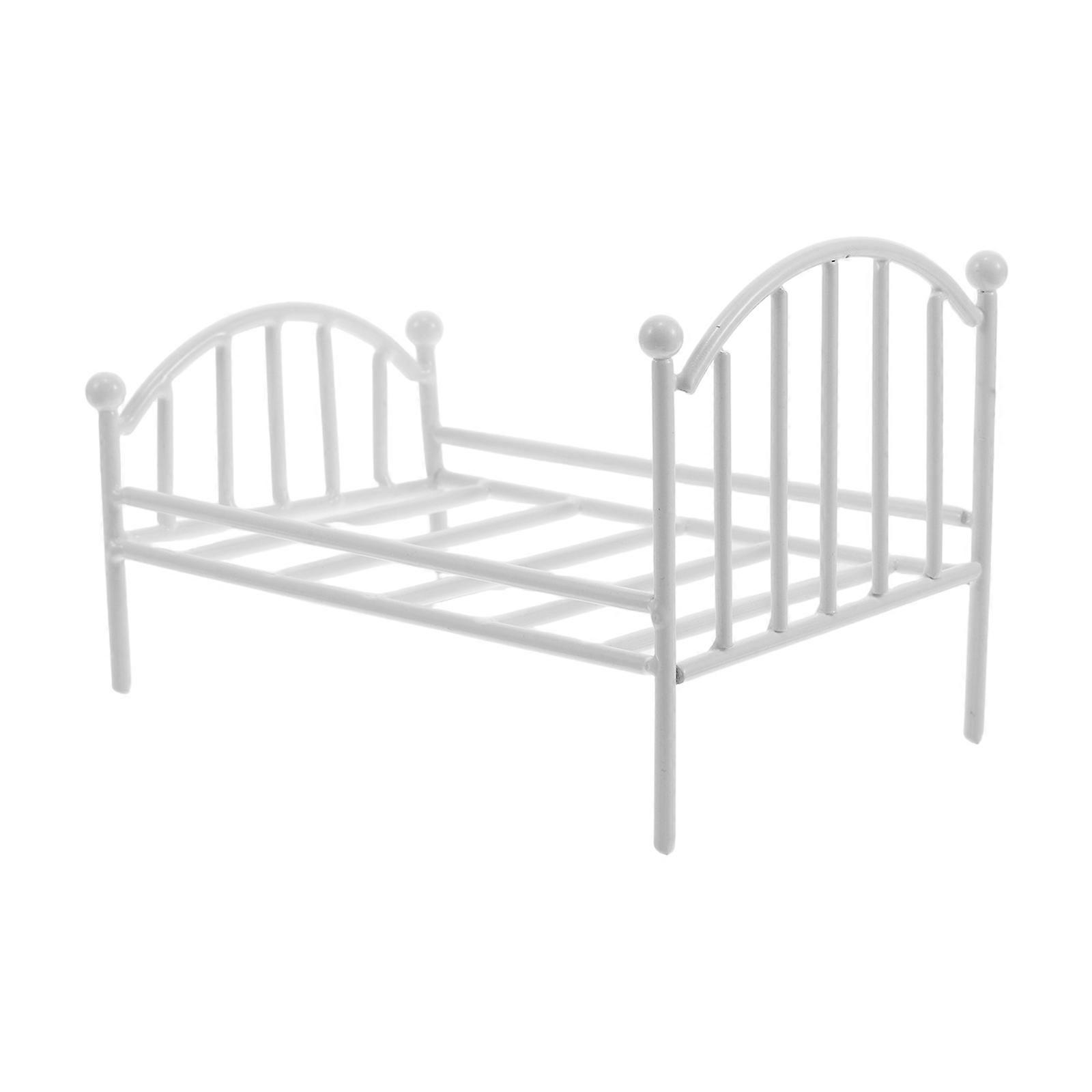 Mini Iron Bed Flower Pot Stand for Decoration Durable White Design