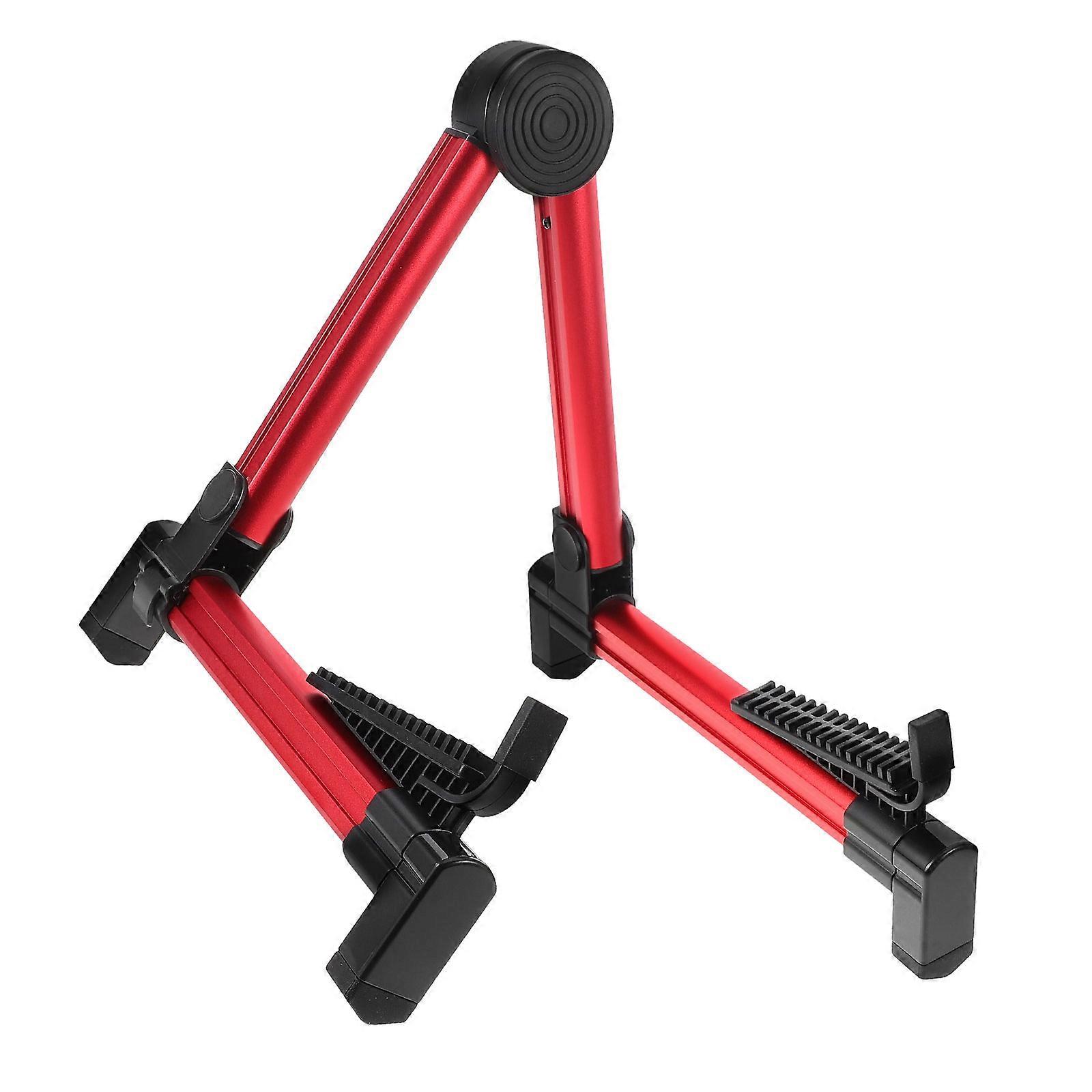 Versatile Red Metal Guitar Stand for Multiple Musical Instruments Portable Holder
