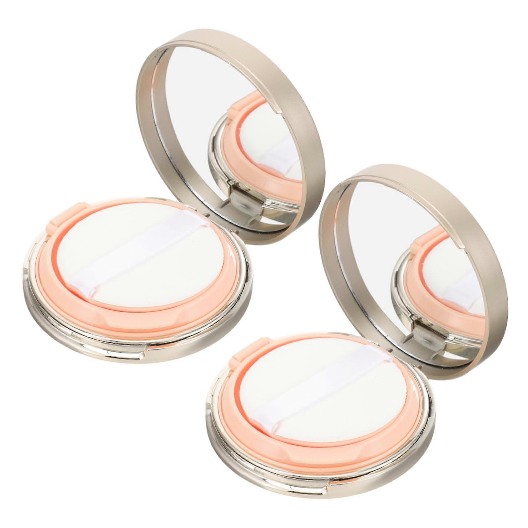 2pcs Cushion Foundation Case with Mirror Refillable Powder Puff Container for Travel and Makeup