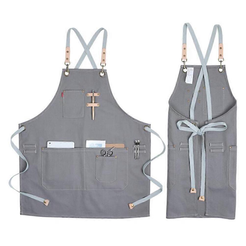 Canvas Apron with Pockets Barbecue Suitable Unisex Adults Protective Function 1Pack