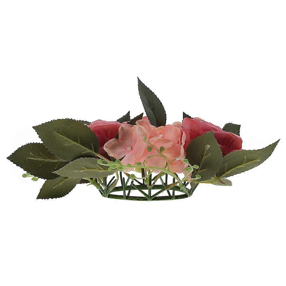 Candle Wreath Artificial Candle Flower Ring Decor for Party Use