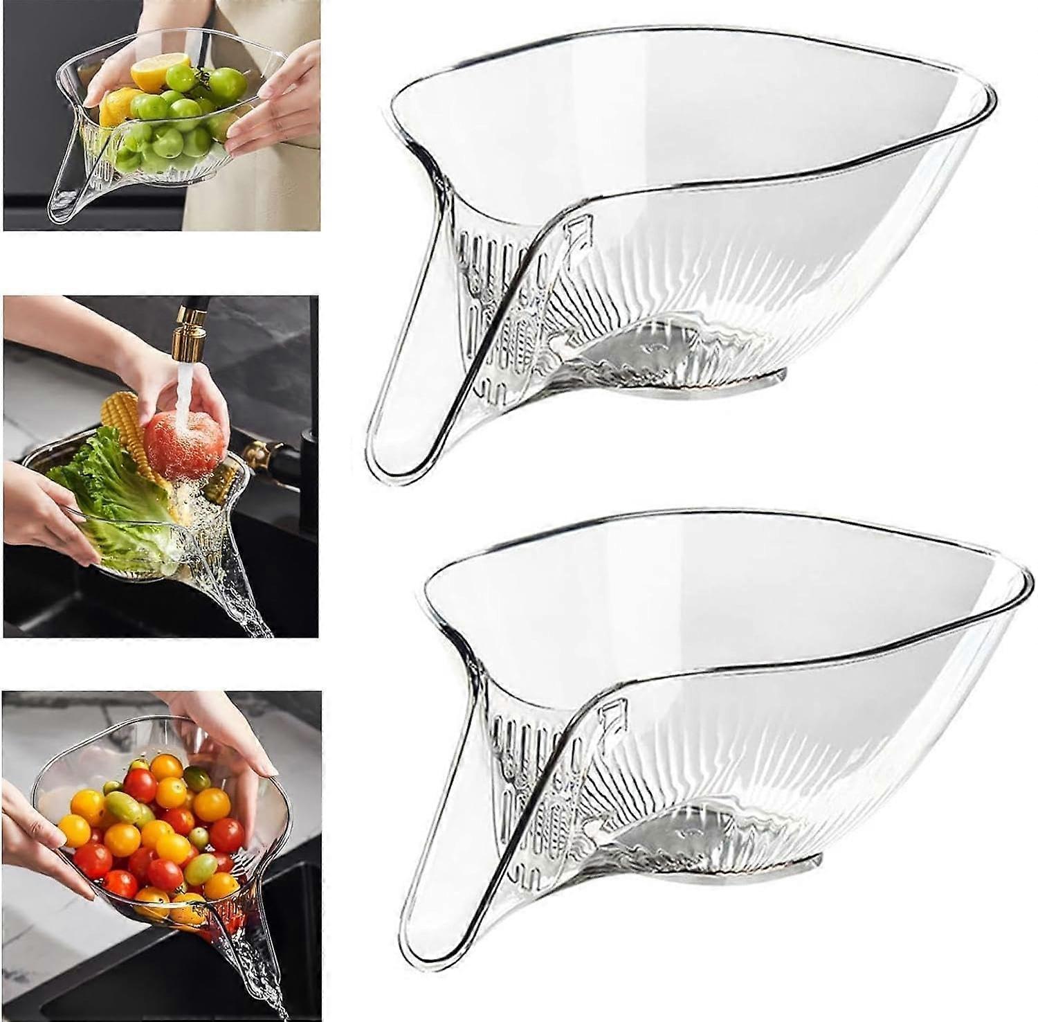 Large Capacity Kitchen Colander Vegetable Strainer with Funnel Filter, 2 Dishwashing Cloths