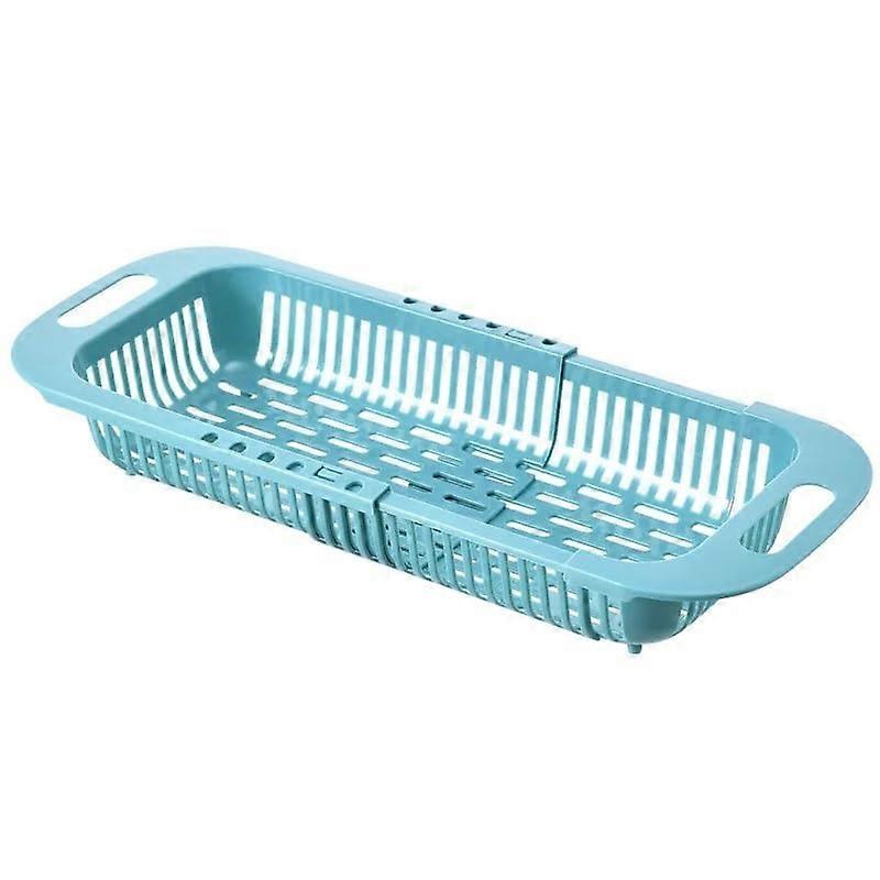 Kitchen Sink Strainer with AntiClogging Design, Adjustable Telescopic Rack and Drain Basket (Blue)
