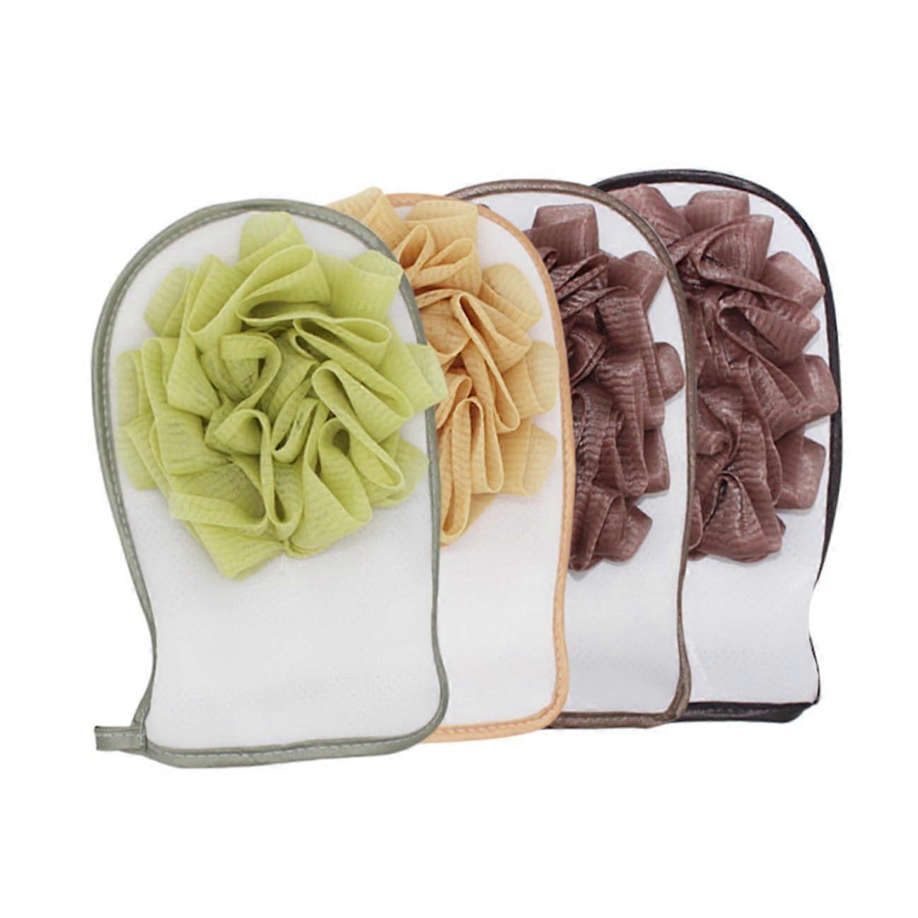 3pcs Double Sided Exfoliating Bath Gloves for Shower Dead Skin Remover with Hanging Loop Random Color