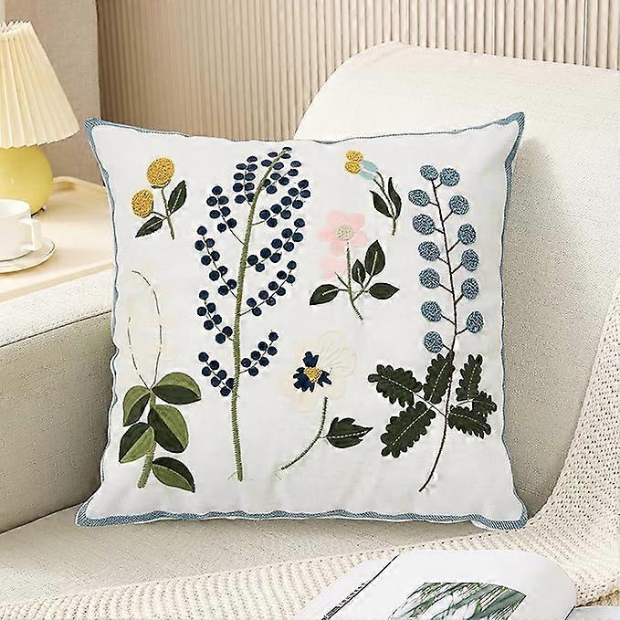 Embroidered Pillowcase Set, Floral Pattern, Summer Decor