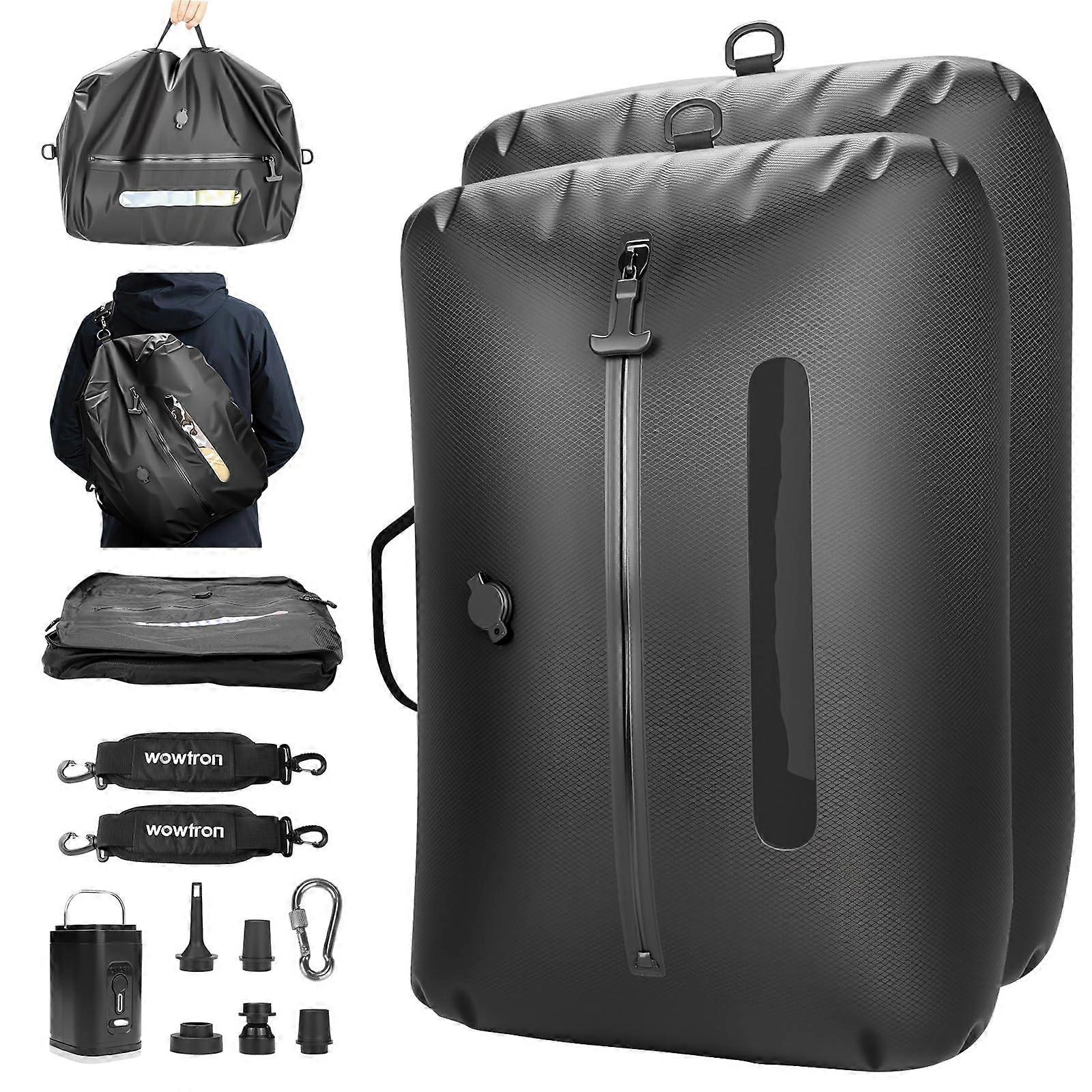 Vacuum Storage Bags 40L IP67 Waterproof Compression Packing Cubes with Pump and Strap, 2 Pack