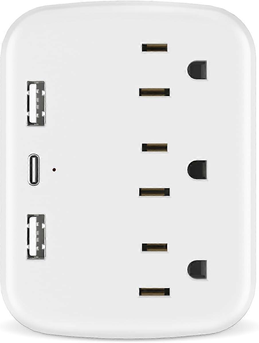 Outlet Extender with Surge Protector, 3 AC Outlets, USB C Fast Charging, Multi Plug Adapter for Home