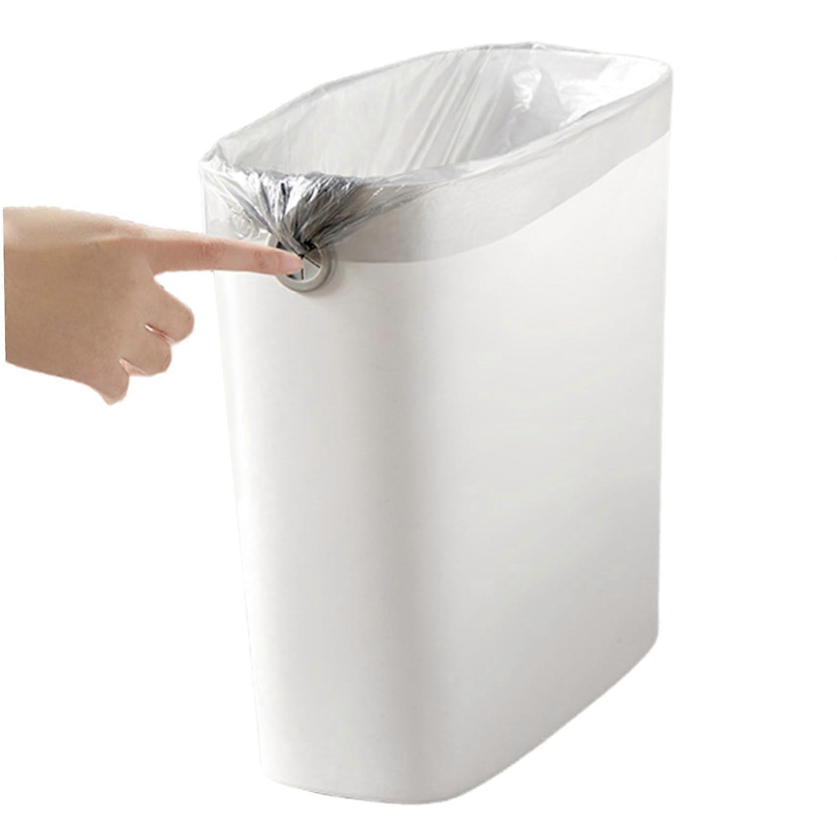 Slim Trash Can with Open , SpaceSaving Narrow Plastic Waste Basket for Bathroom, Office, Kitchen