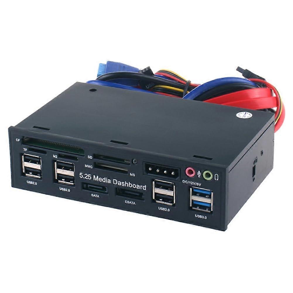 5.25 Inch PC Front Panel Card Reader with Speed USB 3.0 eSATA SATA Ports for Desktop PCs