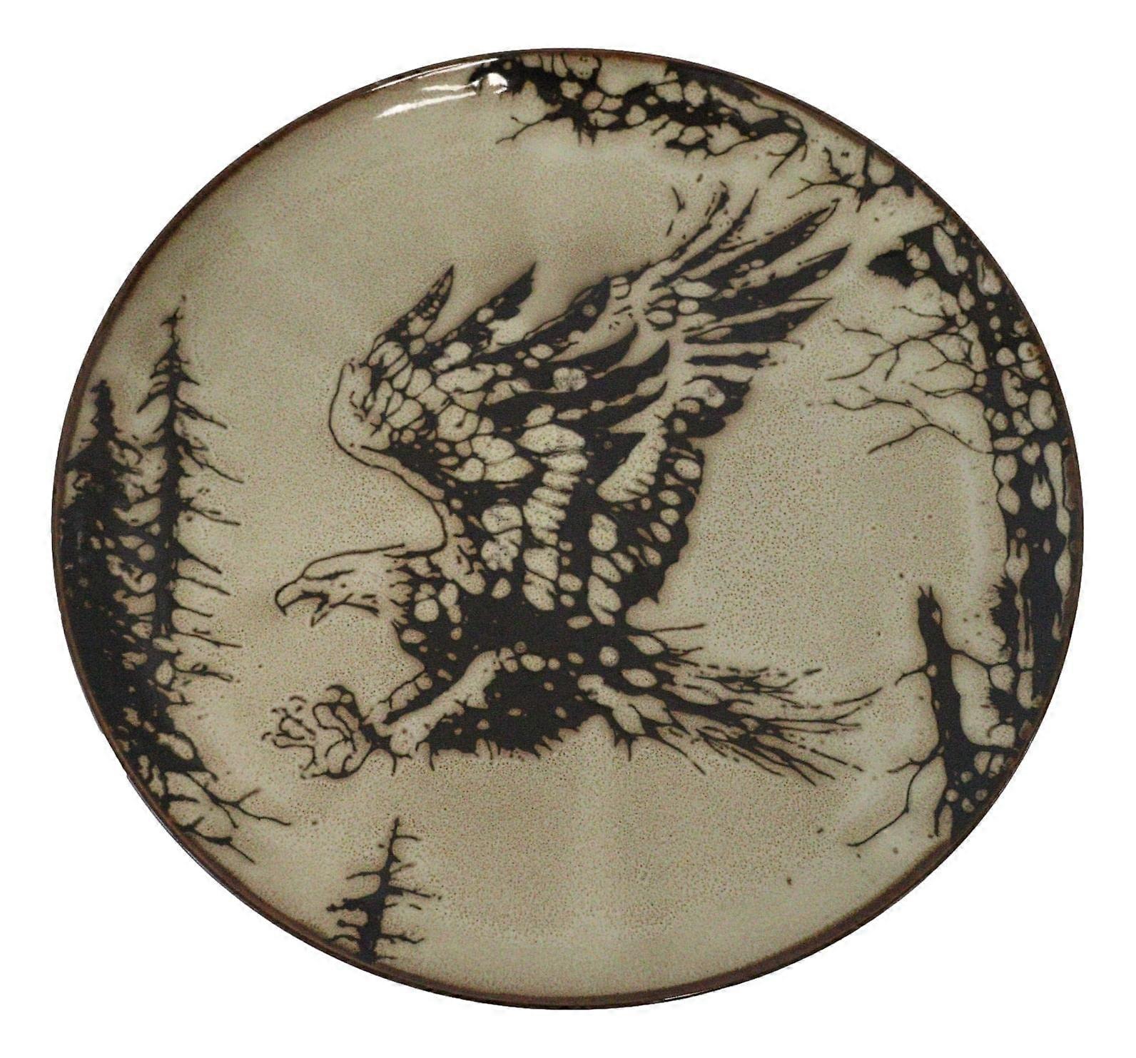 Rustic Bald Eagle Ceramic Dinner Plates 10.5 Inch Set of 2, Microwave and Dishwasher Safe