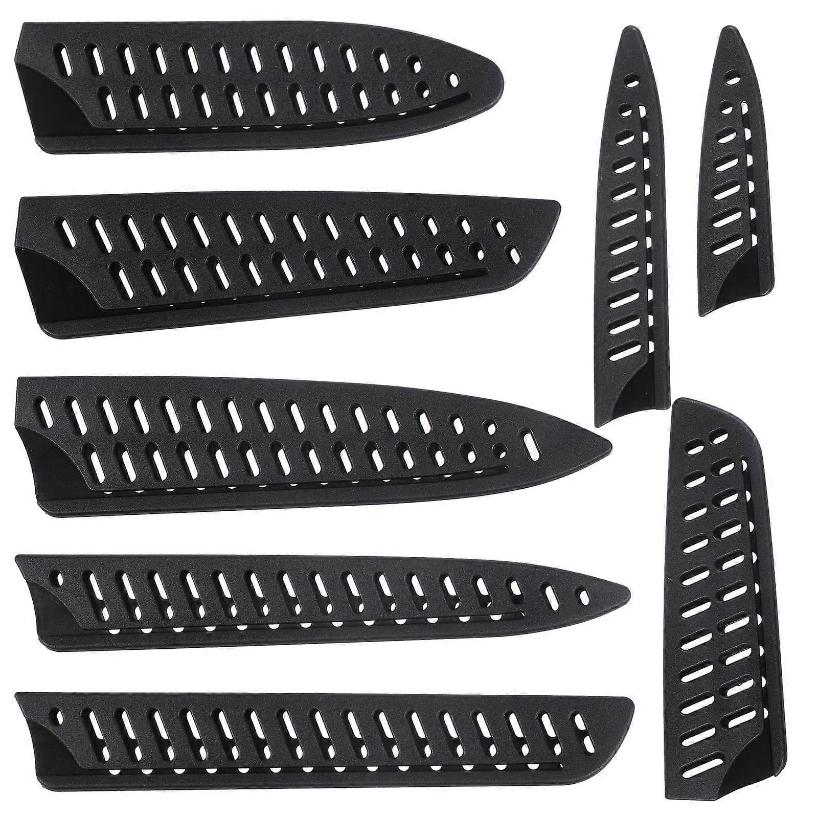 8pcs Universal Knife Guards Set Black Kitchen Blade Covers Protective Sheaths for Chef Knives