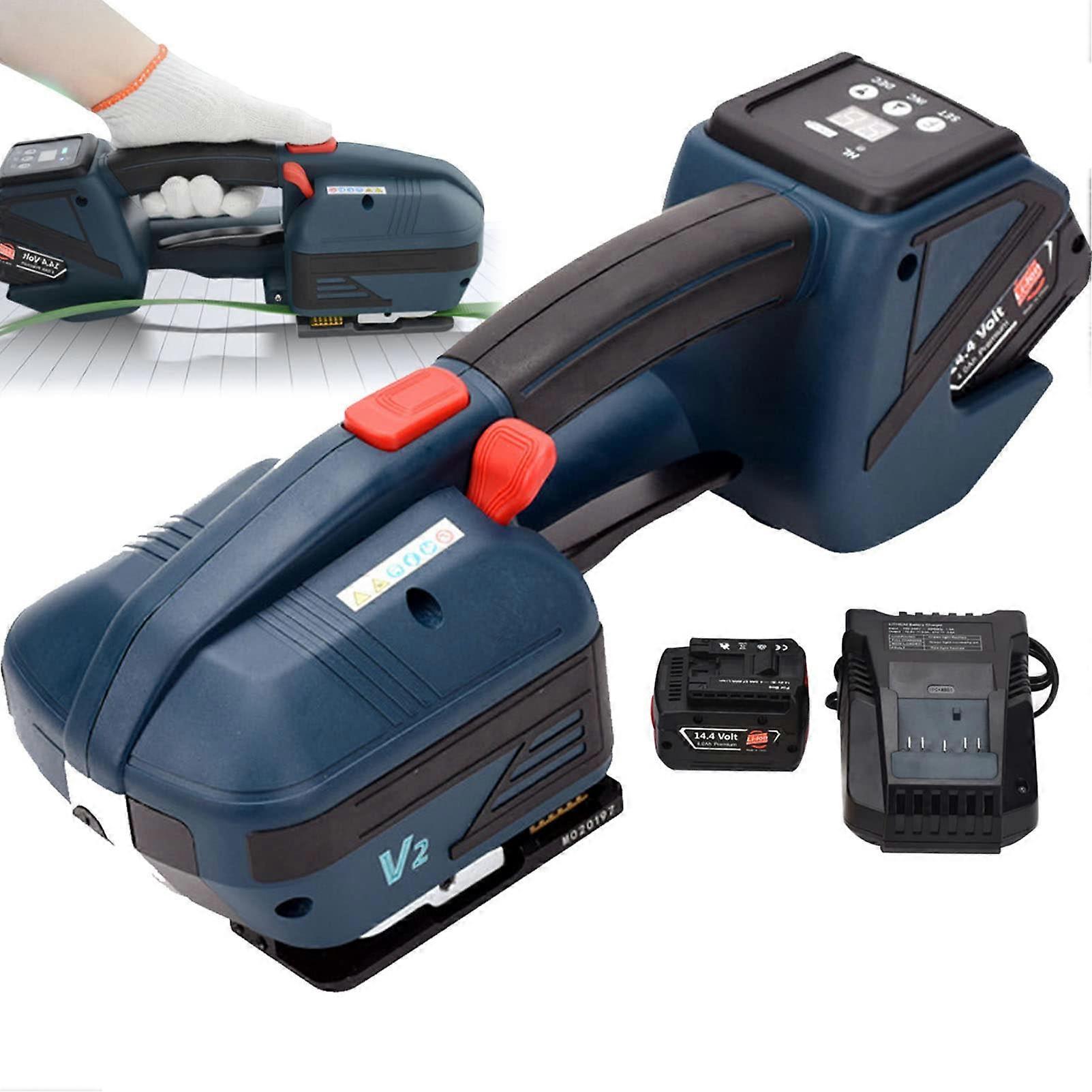 Automatic Strapping Tool Cordless with 4000mAh Battery for 1/25/8in PP PET Straps Packaging