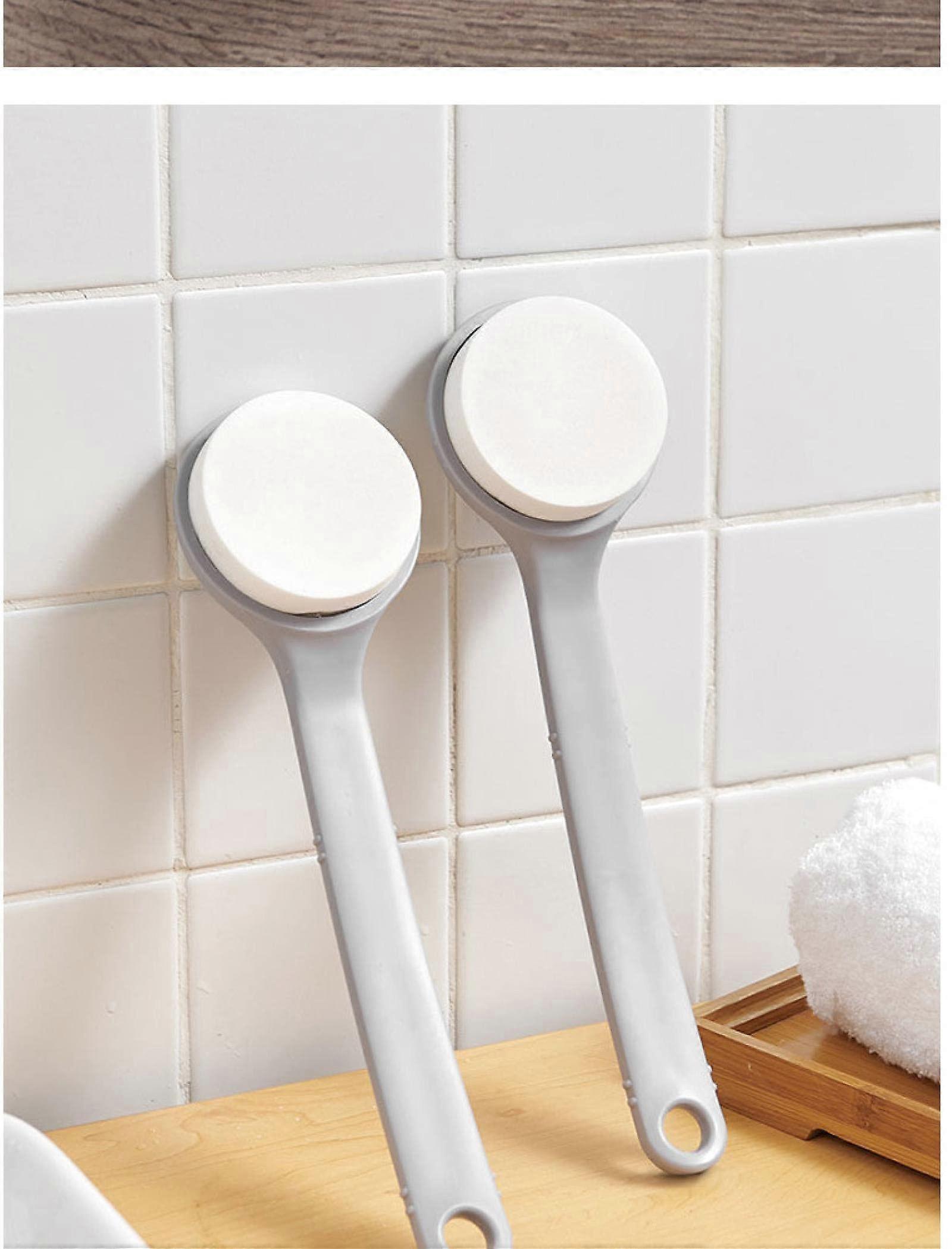 DoubleSided Bath Brush with Long Handle Back Scrubber and Soft Sponge for Shower Cleaning