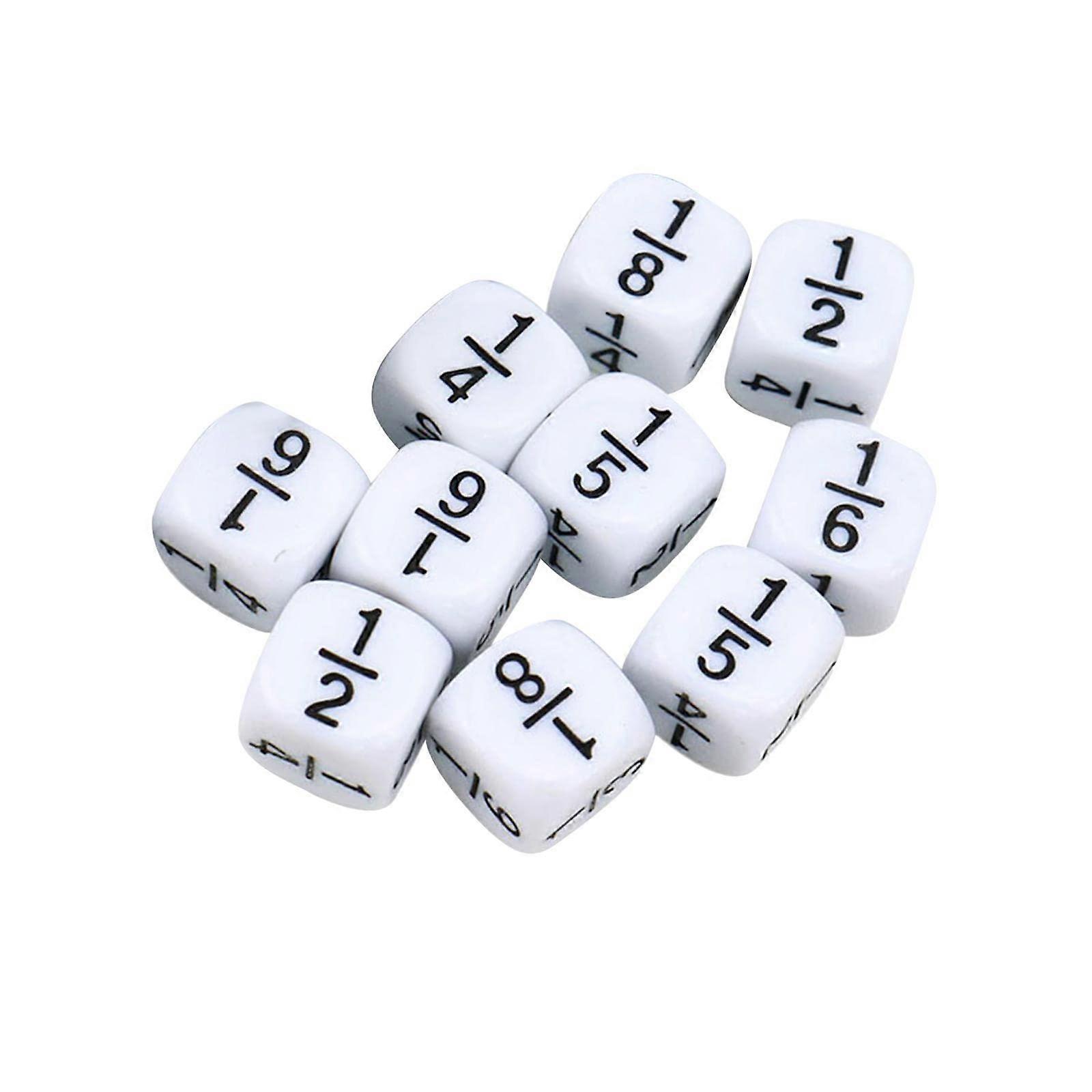 Fraction Math Manipulatives Set 10pcs Durable Engraved Number Dice for Kids Classroom Learning