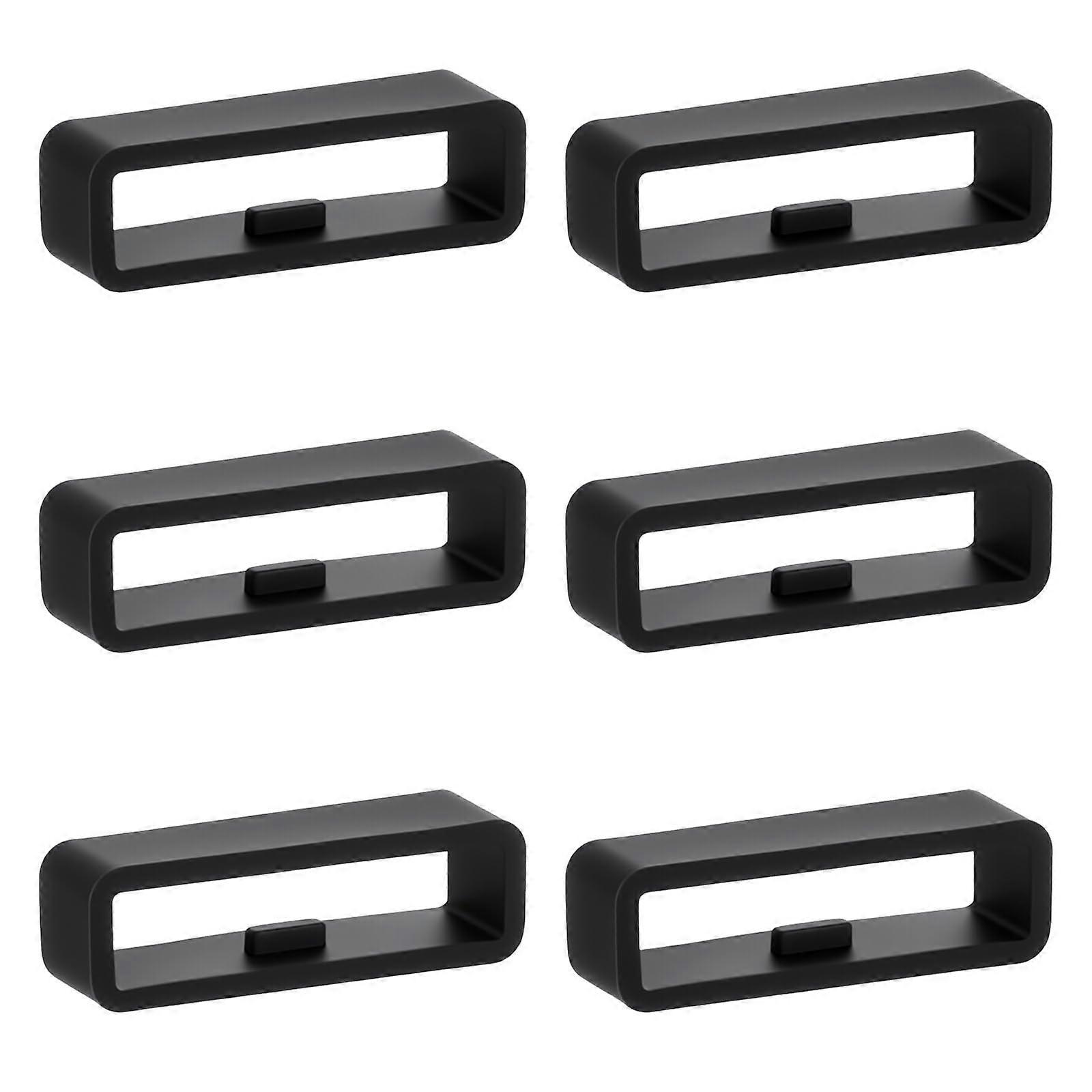 26mm Black Silicone Watch Band Keeper 6 Pack, Secure Strap Lock Replacement Loop Holder
