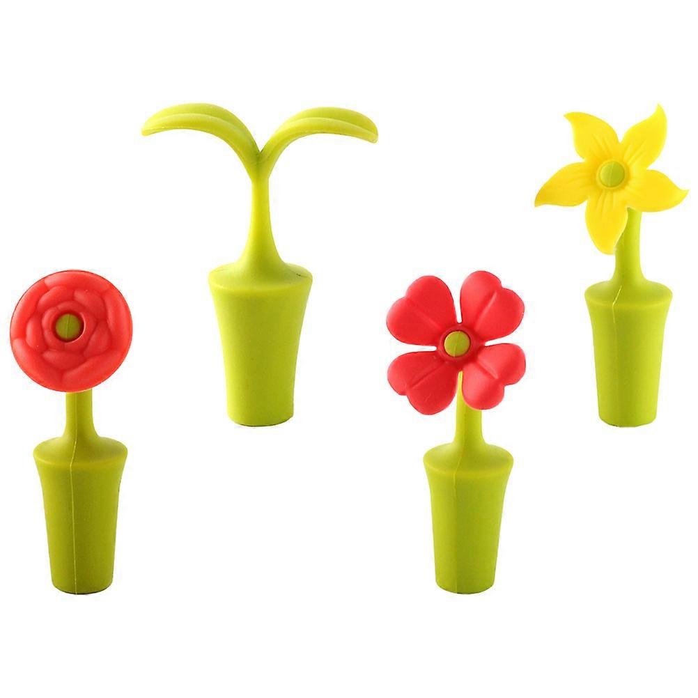Flower Stoppers Silicone Stoppers for 4Pcs Sealed Caps