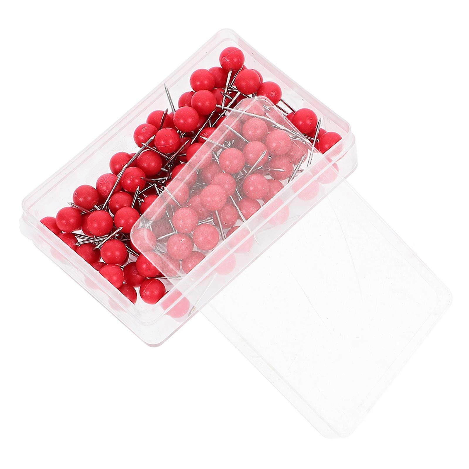 Head Map Pin Round Pushpins for Marking 400Pcs Red Set