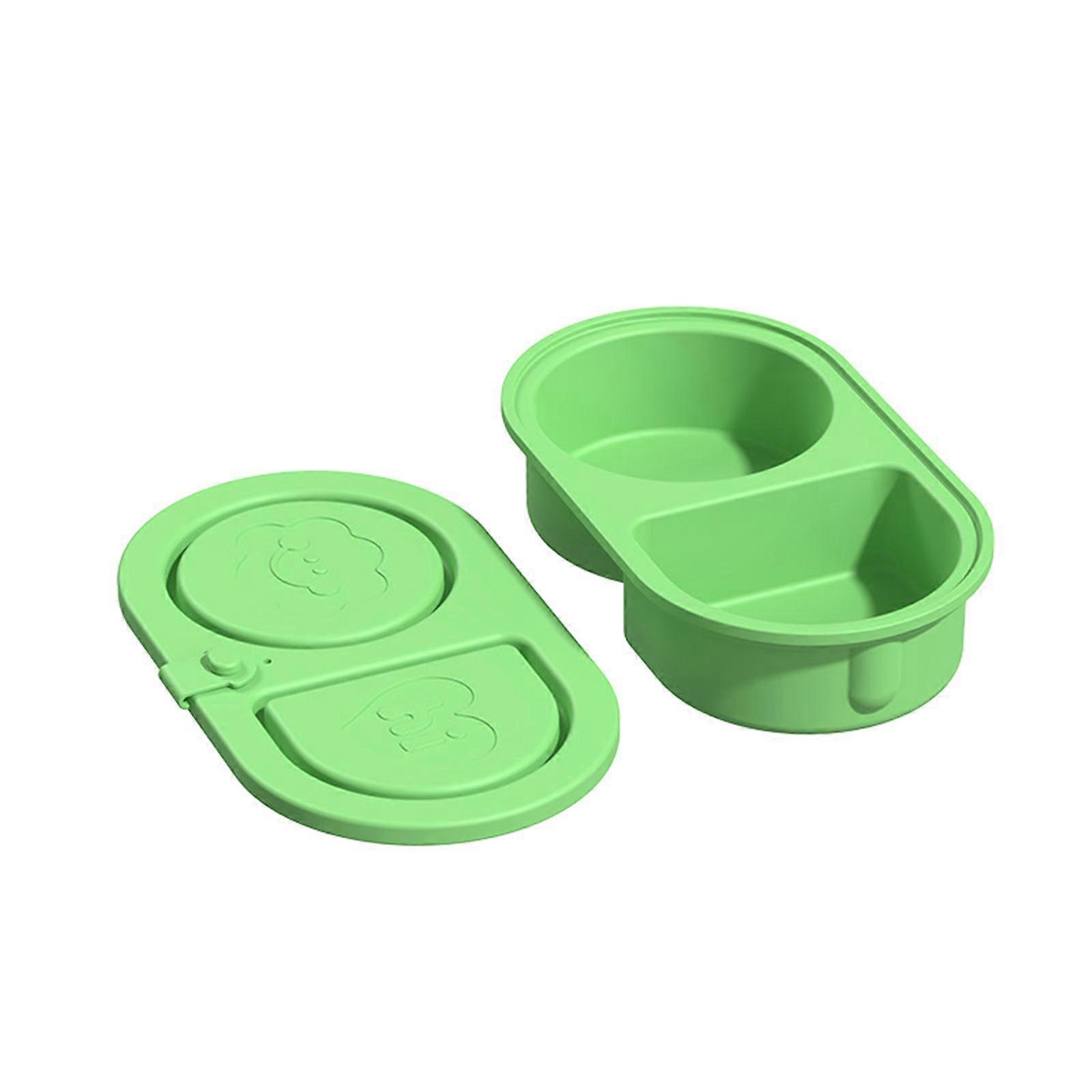 Small Two Section Silicone Storage Box Practical Snacks Container Box For Separating Spices During Picnics and Work  Green