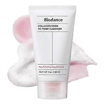 Maschera al collagene trasformata in detergente schiumogeno, detergente viso rosa per donna, maschera 2 in 1 per i pori e detergente viso schiumogeno idratante per pelle sensibile, pelle grassa, coreano