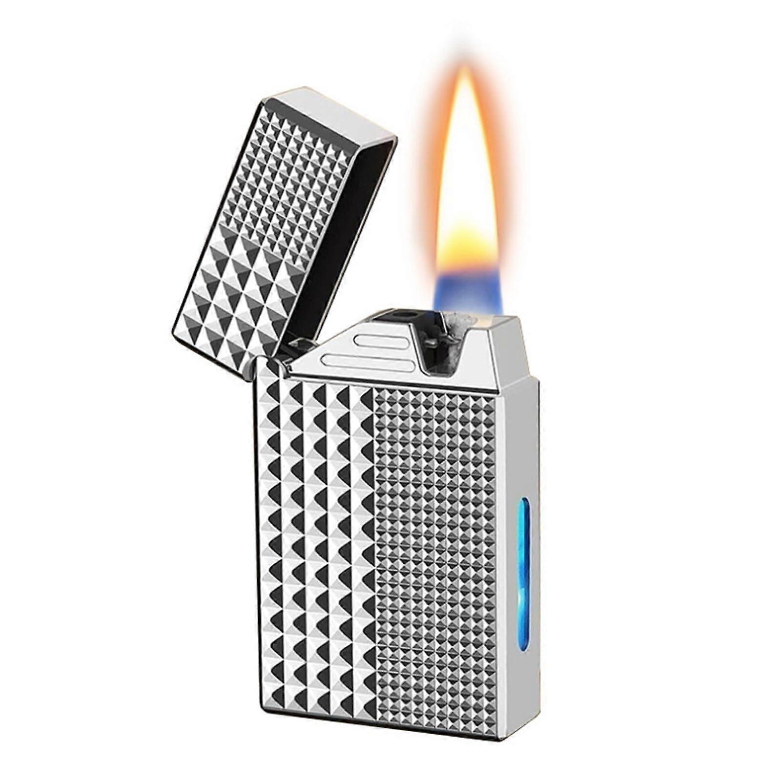 Windproof Soft Flame Kerosene Lighter Silver with Smart Induction, Adjustable Flame for Camping