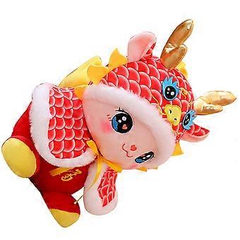 Red Stuffed Dragon Plush Toy for Decoration Featuring Zodiac Dragon Mascot Doll