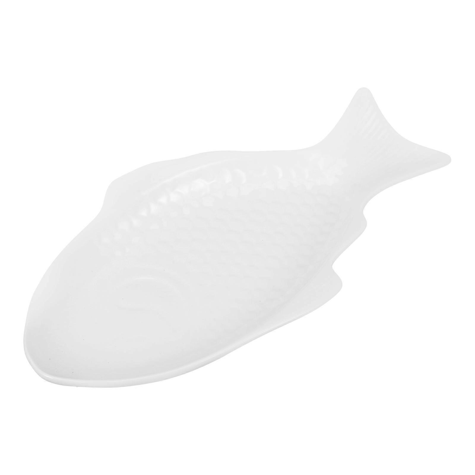 Fish-Shaped Steamed Plate Ceramic Fish Serving Dish for Home Use