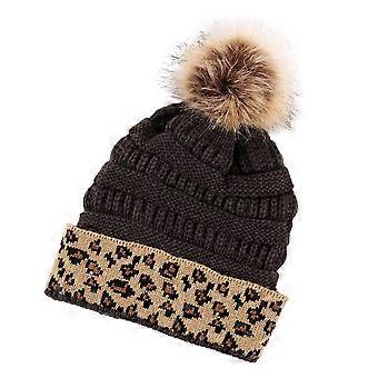 Chapeau d’hiver décoratif Chapeau tricoté léopard épaissir bonnet tricoté Accessoire d’hiver