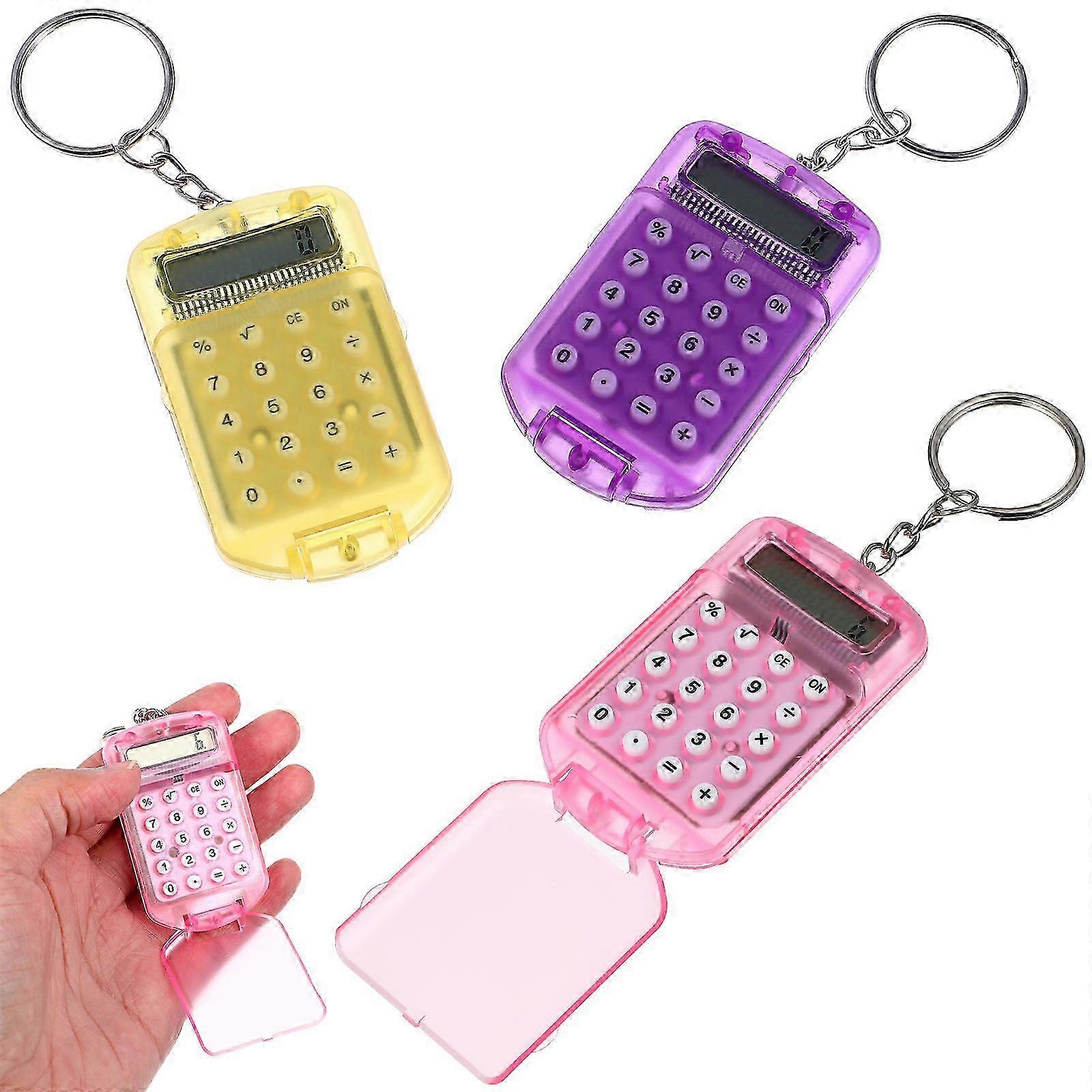 Tiny Portable Calculator Office Work Rectangular Plastic 3Pcs