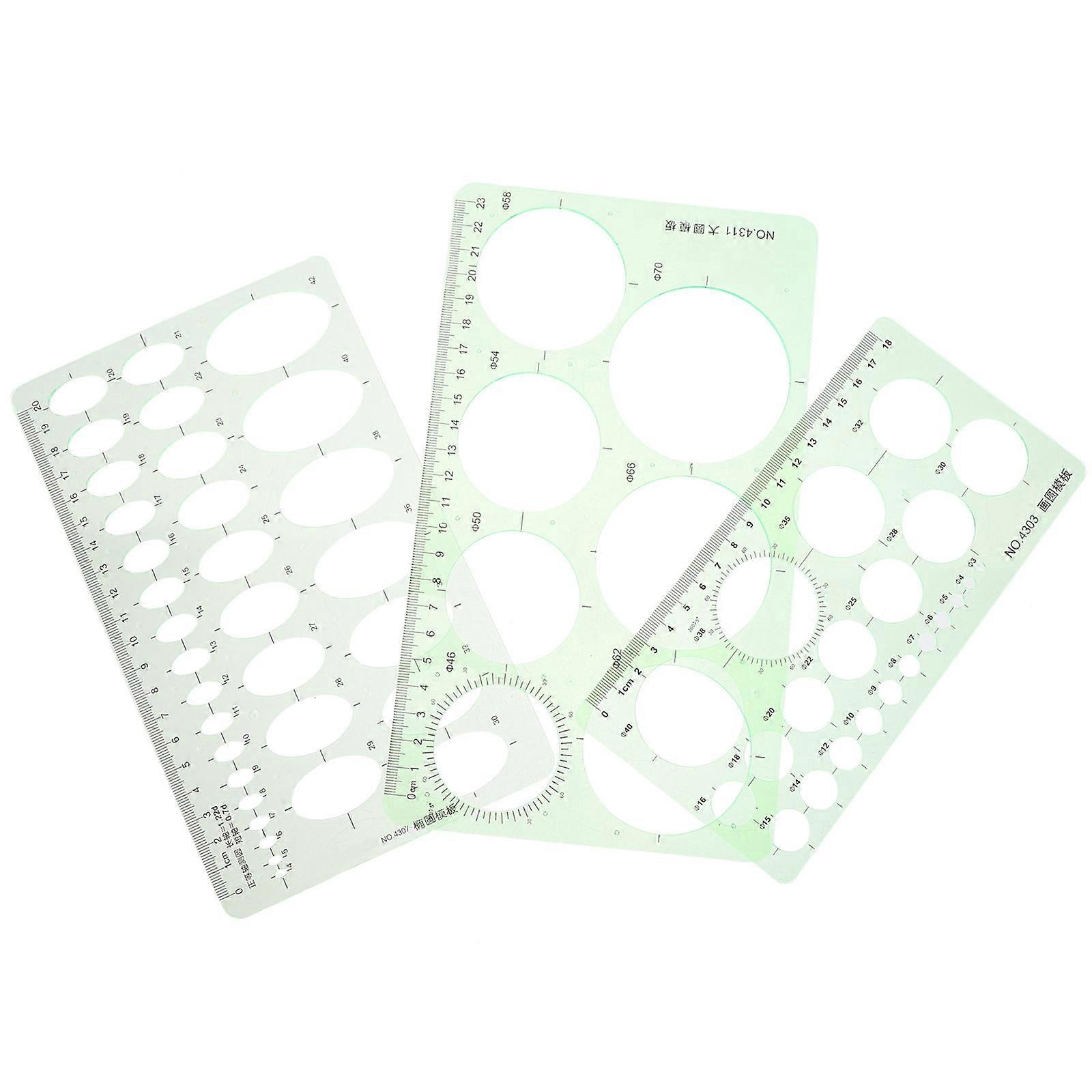 Plastic Geometric Drawing Templates Measuring Ruler for Drafting Use 3Pcs