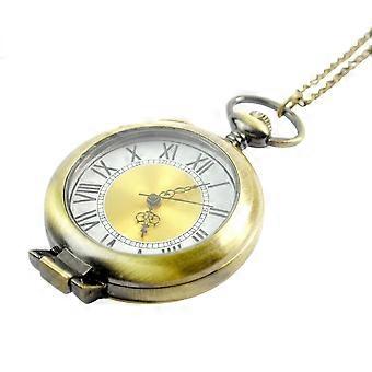 Casual Style Large Single-Sided Roman-Digital Retro Pocket Watches Antique Chain Watch Numerals Display
