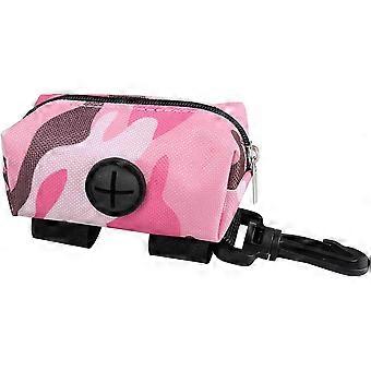 Dog Waste Bag Dispenser, Portable Dog Poo Bag Holder Leash Attachment with Zipper Pouches for Belt Leash (Pink)