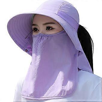 2-in-1-Sonnenhut für Damen: Breiter Schirm, atmungsaktiver Sonnenschutz mit Nackenschutz für Outdoor-Aktivitäten wie Camping und Angeln.