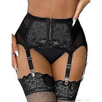 Women's Garter Belt Plus Size Lace Garter And 6 Metal Clips Adjustable Underwear Garter Suspenders U