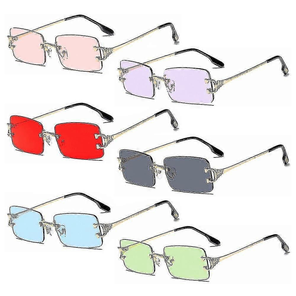 Uv 400 Retro Rectangular Sunglasses Tinted Transparent Rectangle Glasses