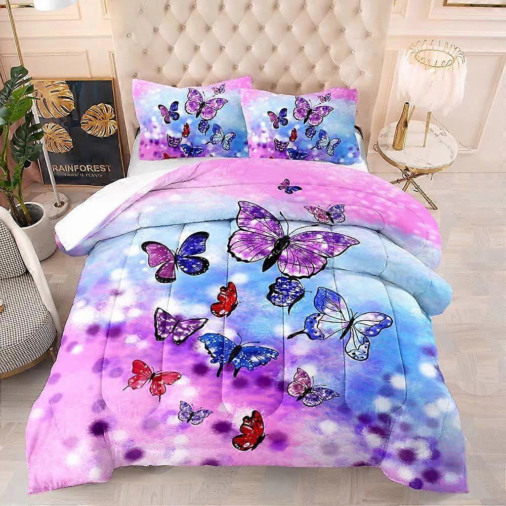 Schmetterling Bettdecke Set für Mädchen Kinder Teenager, dekorative Boho bunte Schmetterlinge die ganze Saison super weiche leichte Mikrofaser Bettwäsche Sets, Zwilling