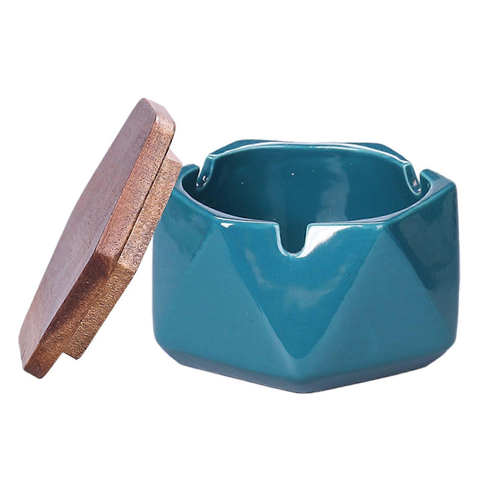 Ashtray Retro Multi-Function Ceramic Windproof Geometric Ash Tray for Home