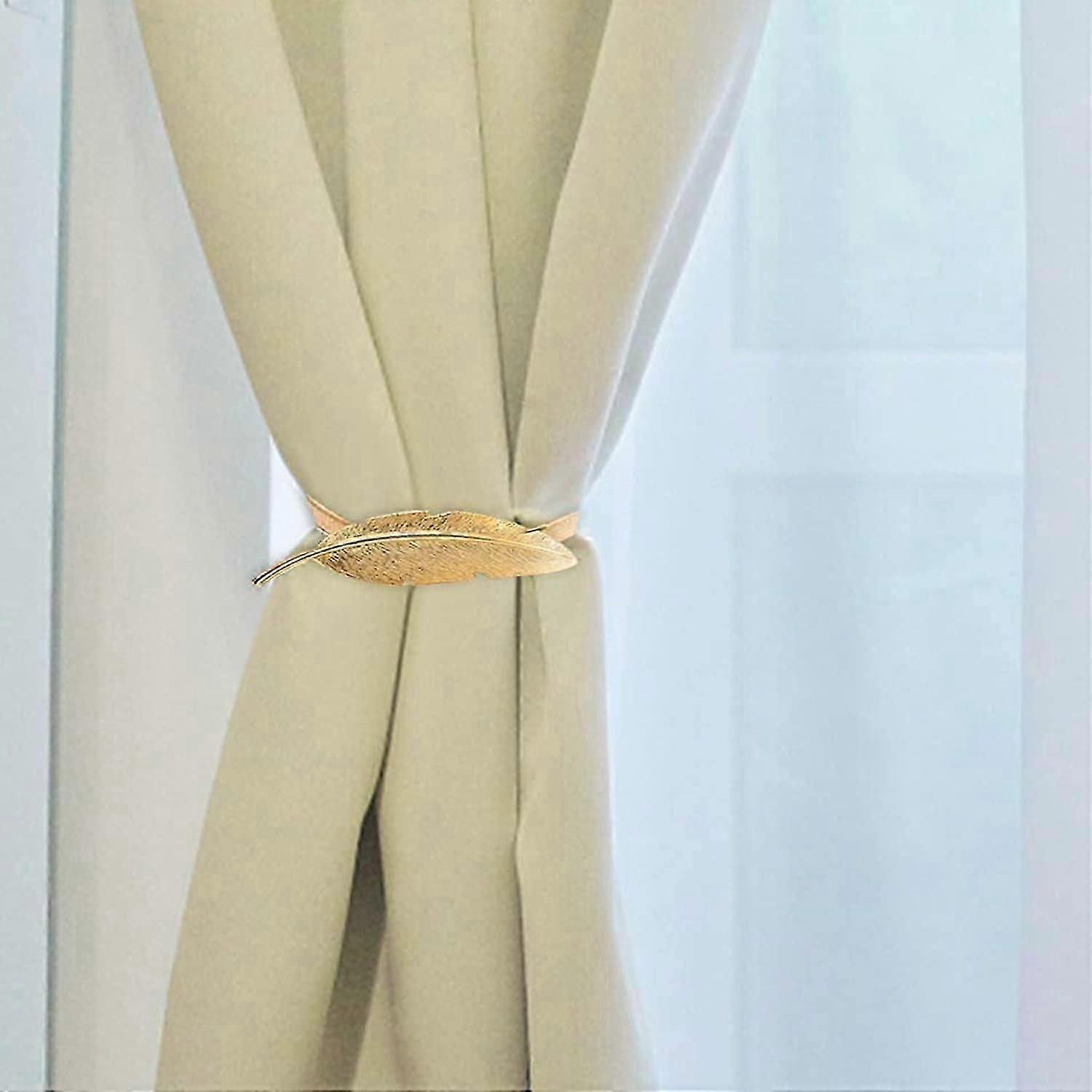 Two Piece Leaf Shape Curtain Tieback (Gold)