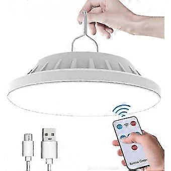 Lampe de camping solaire LED rechargeable par USB avec télécommande, 5 modes d'éclairage, étanche IPX7, avec batterie externe, compatible avec la randonnée.